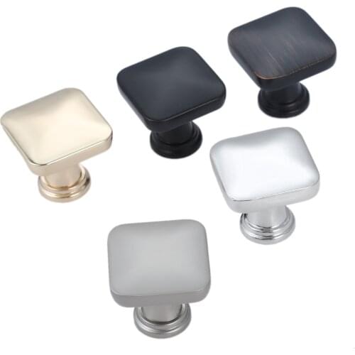 1Pcs Brass Knob Square Single Hole Handle Vintage Pull 29mm Vintage Golden/Black/Grey/Silver Door Cabinet Closet Drawer Handle