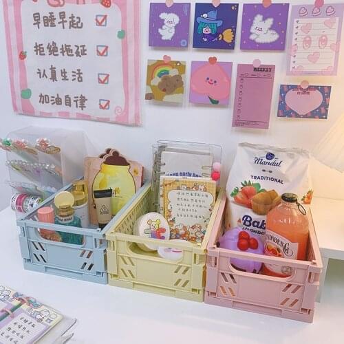 Folding Storage Basket Undries Cosmetic Container Collapsible Crate Sundry Toys Snack Food Desktop Holder Home Organizing Case