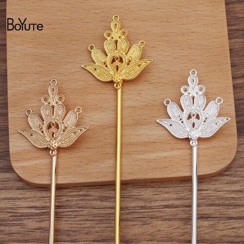 BoYuTe (10 Pieces/Lot) 33*34MM Alloy Flower Hair Stick Materials Factory Supply Diy Antique Chinese Clothing Accessories