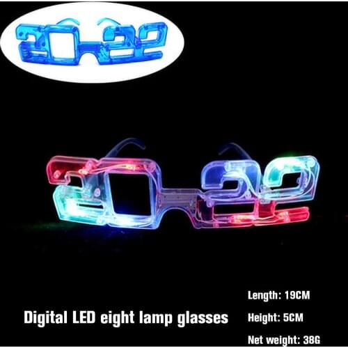 LED Glowing Light Glasses 2022 Eight Lights New Year Christmas Party Atmosphere Jumping DI Selfie Props Bar Club Accessories