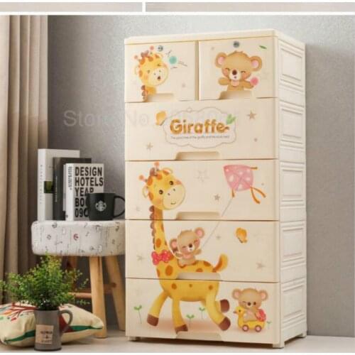 Increase thick plastic drawer storage cabinet childrens toy cabinet baby wardrobe five bucket lockers sorting boxes