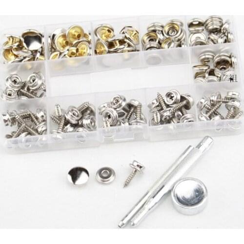 50 Sets Of 15MM Stainless Steel Screws 201# Buttons Large White Yacht Tarpaulin Screw Fixing Buttons Installation Tool
