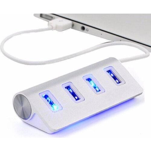 1PC High Speed 4 Port USB 2.0 HUB Powered Adapter Aluminum Alloy Safe Cable Splitter Extender Multi Hub For Windows/MAC /Phone