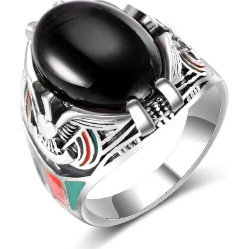 WANGAIYAO Middle East Yemen eagle logo ring men and women ancient gold/ancient silver dripping oil ring