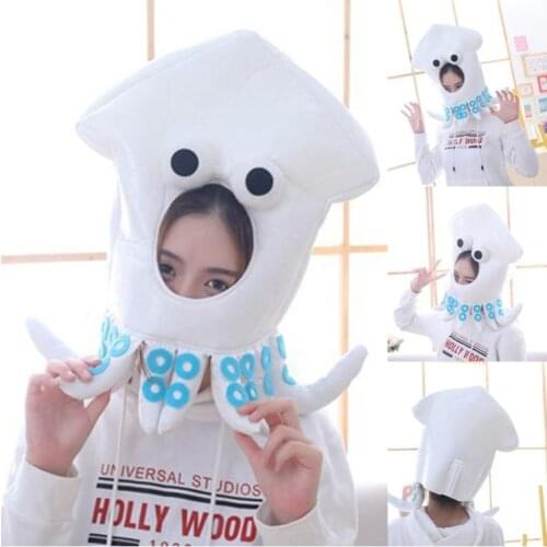 Funny Squid Animal Plush Hat Toy Cartoon Japanese Octopus Headgear Party Props Y1QD