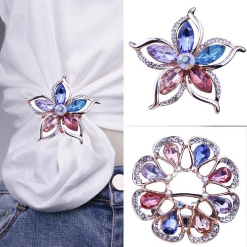 Crystal Brooch Pins Women Purple Flower Broches stainless steel Jewelry Fashion Wedding Party Brooch Fashion Jewelry