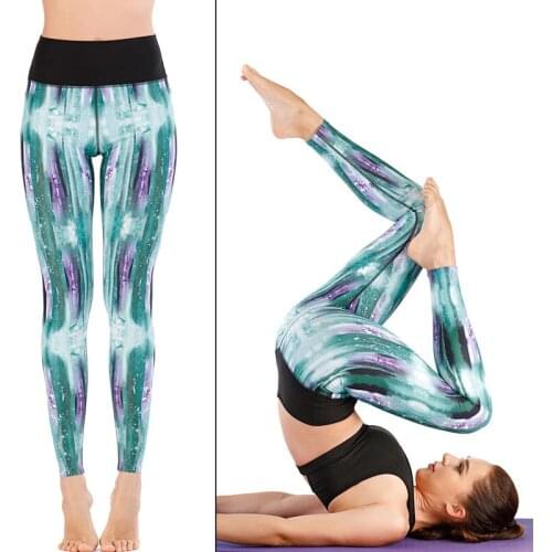 Womens Printed Yoga Pants High Waist Leggings Exercise Running Workout Tight Compression Swim Surf Trousers Rash Guard Swimsuit
