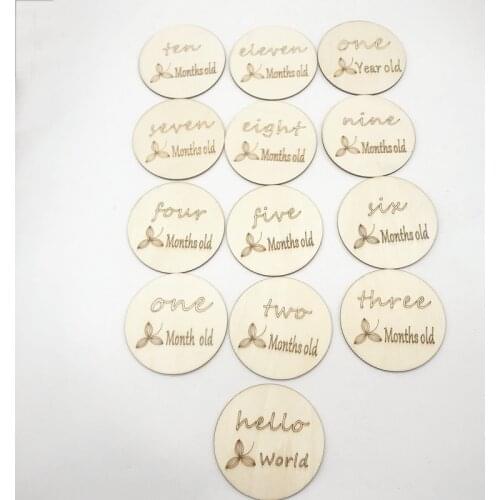 13pcs/Set Personalised Baby Shower Gift Wood Milestone Card Baby Birth Announcement
