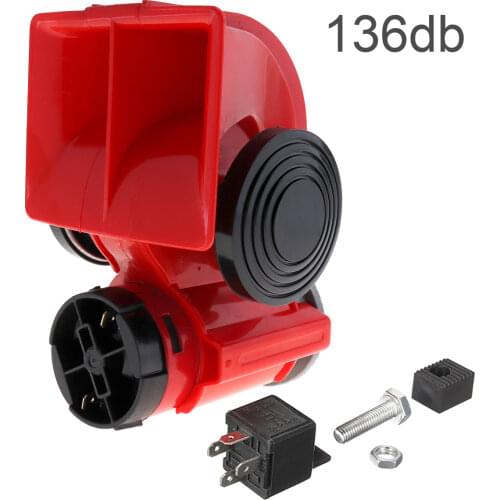 136db 12V Universal Red Snail Compact Air Horn Air Car Truck Motorcycle Boat RV