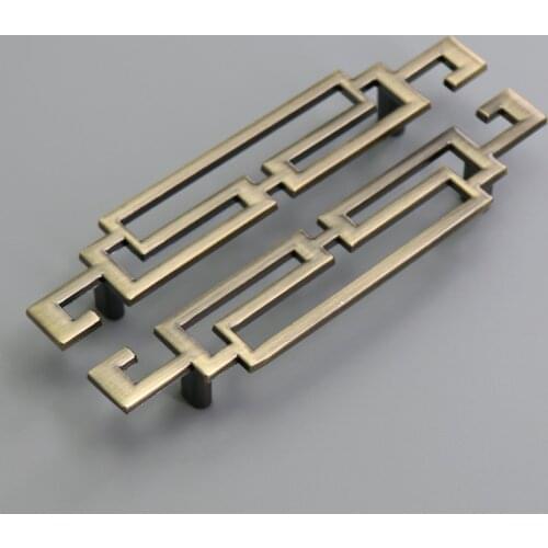 2PCS 96mm Vintage Style Cabinet Door Handles Antique Bronze Pair Dresser Pulls Drawer Handles Retro Furniture Handle Pull
