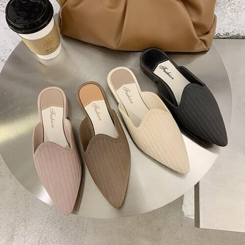 2021 Autumn and summer new lazy half slippers outer wear temperament Baotou flat sandals female casual fashion slippers