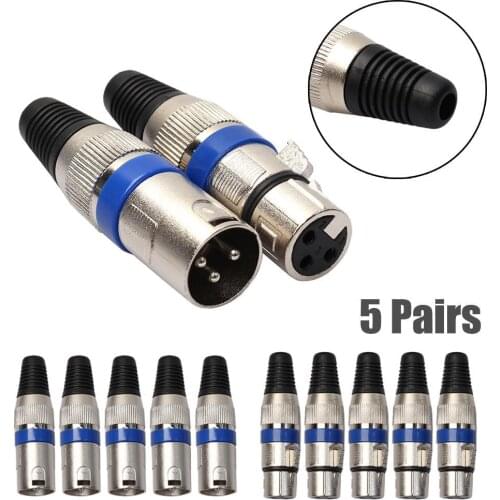 5Pairs Jack XLR 3 Pin MIC Jack Plug Audio Microphone Cable Connector Male & Female MIC Plug Hot Sale