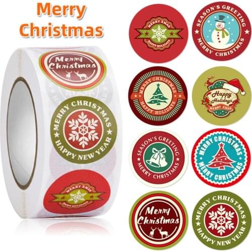 500Pcs Merry Christmas Stickers Snowman Trees Decorative Stickers Wrapping Gift Box Label Thank You Stickers Christmas Tags