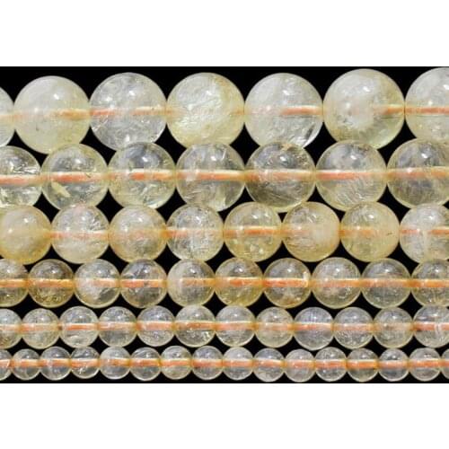 8-12mm Natural Round Light Yellow Citrines Beads For Jewelry Making Beads 15'' Needlework DIY Beads Bracelets For Women