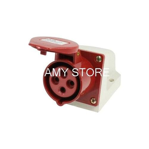 AC 380-415V 16A 3P+E IEC309-2 Panel Mount Industrial Socket Red White