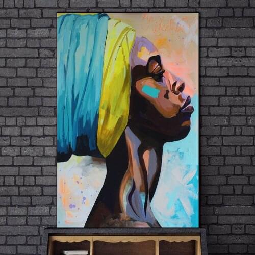 African Woman Abstract Canvas Paintings On the Wall Art Posters And Prints Portrait Of Black Woman Canvas Art Picture Home Decor