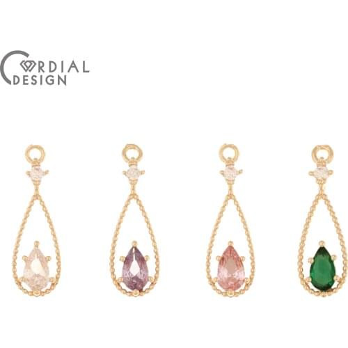 Cordial Design 100Pcs 6*18MM Jewelry Accessories/Pendant/DIY Making/Connectors/Drop Shape/Earring Findings/Hand Made/CZ Charms