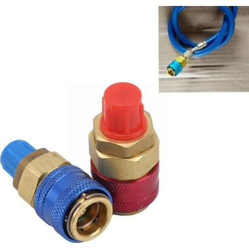 2 Pcs Car Universal Air Conditioner Fluoride Converter AC Connector High Hoset Low Fittings Manifold R134A Quick Durable Ad H5Z8