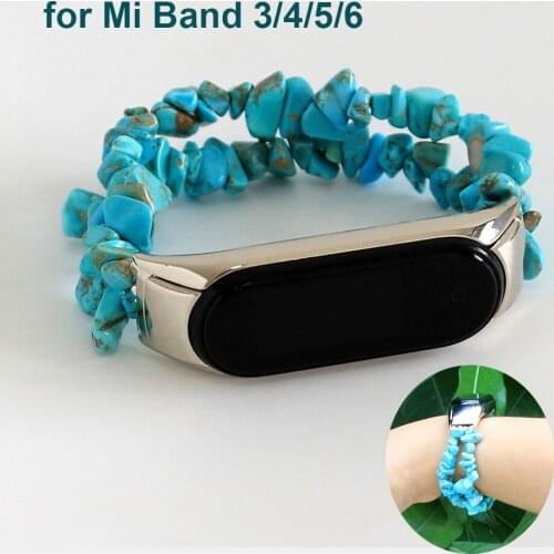 Handmade Smartwatch Bracelet on Mi Band 4 Bands for Xiaomi Mi Band 6/5/4/3 Natural Stone Beaded Jewelry Watchband Strap Luxury