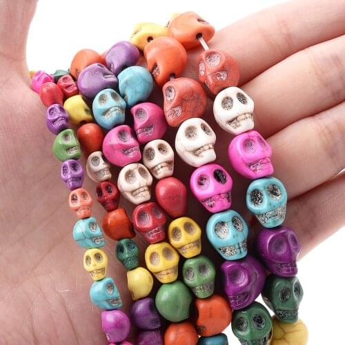 Mixcolor Skull Turquoises Bead Natural Stone Beads for Jewelry Making DIY Bracelet Necklace Earring Accessories 8/10/12mm
