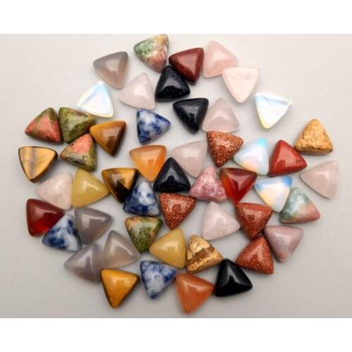 2016 fashion assorted Triangle cabochon 10MM Charm natural stone beads for jewelry Accessories 50Pc/lot Free shipping No hole