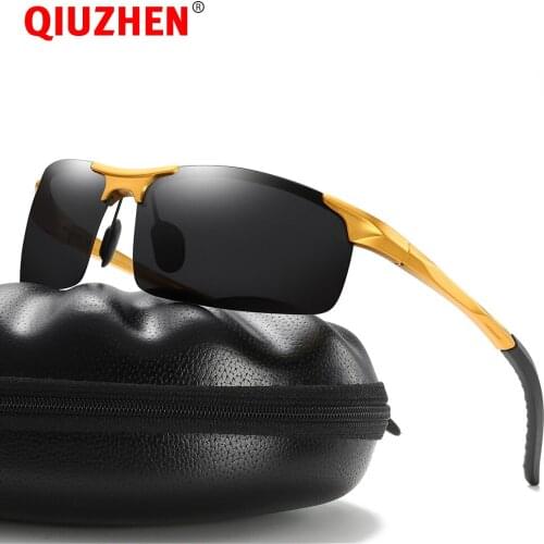 Mens Polarised Sports Sunglasses UV400 with Case Custom Logo Bulk Aluminum Semi-rimless Sun Glasses for Men 2020 Subglasses 5933