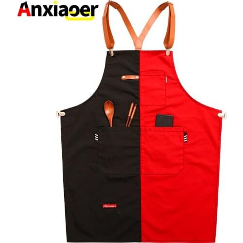 Apron canvas Korean fashion coffee shop teacher draw milk tea shop kitchen men and women overalls custom logo