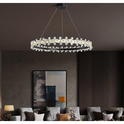 Crystal chandelier living room lamp modern minimalist creative personality atmosphere bedroom dining room round lamps