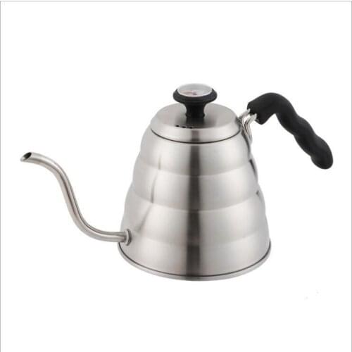 Stainless steel 304 cloud hand-pushed household coffee pot, drip-spout, hot water bottle with thermometer
