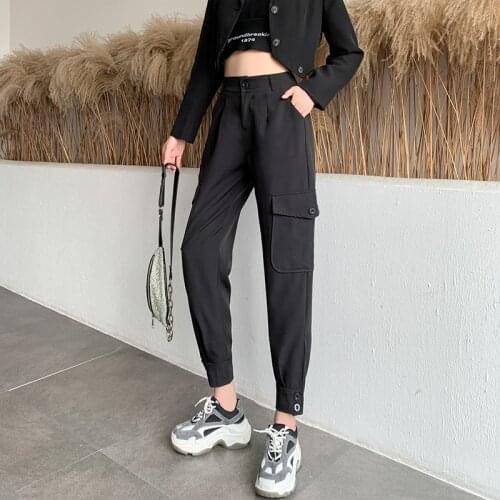 Black Overalls Womens Summer Thin Casual Loose 2021 New Sports High Waist Harlan Carrot Pants