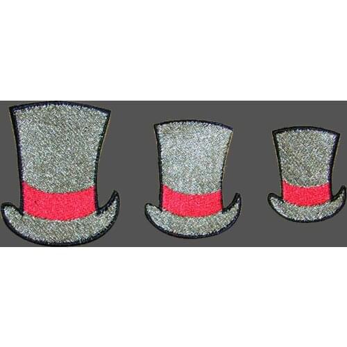 Red Gold Hat Gentleman Embroidered Patch Iron on clothes Patches For clothing Badges Stickers Garment Appliques wholesale