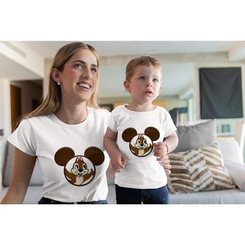 Family Look Summer Boys Girls Short Sleeve Chip and Dale Printed Cartoon Father Mother Kids Top Tee Matching Family T Shirts