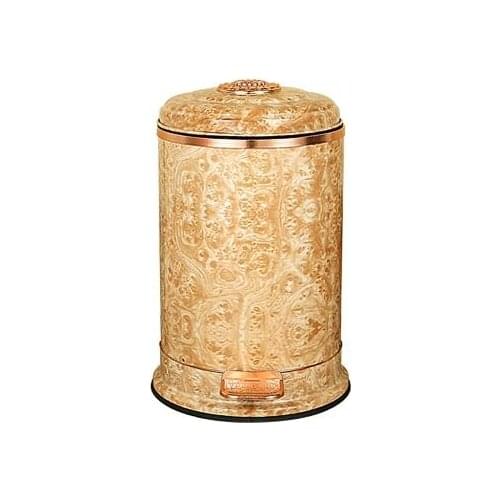 European Luxury Marble Lines Stainless Trash Can Metal Waste Bin For Trash Bag Holder Garbage Bin For Home Decoration LJT023