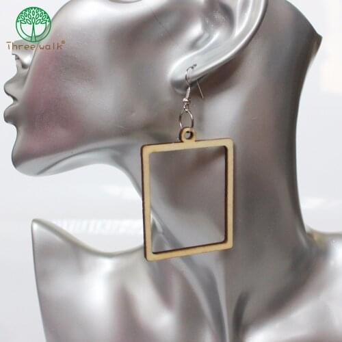 Fashion Natural Square Wooden Earrings For Women Gift