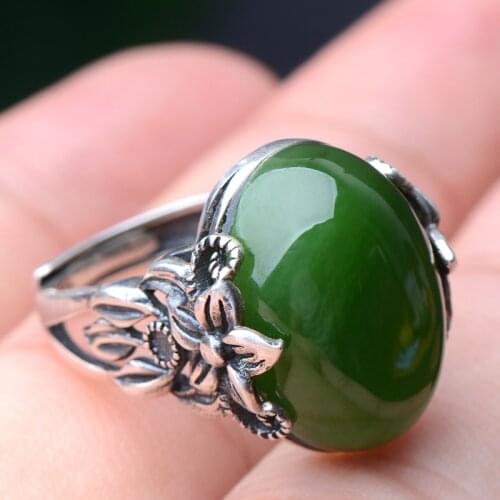 Natural jasper green jade pendant ring earring bangles with 925 sterling silver set jade pendant jade ring jade set