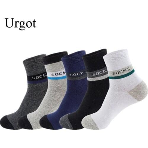 Urgot 5 Pairs Thick Mens Socks Autumn Winter Wholesale Sweat-absorbent Breathable Socks Men Casual Breathable Durable Sock Meias