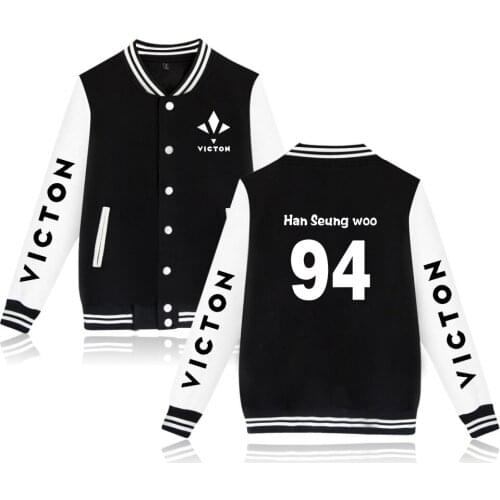 2021 Kpop Victon Korean Group Han Seung Woo Tops New 2D Print Baseball Sweatshirt Hip Hop Baseball Jacket Men/Women Clothes