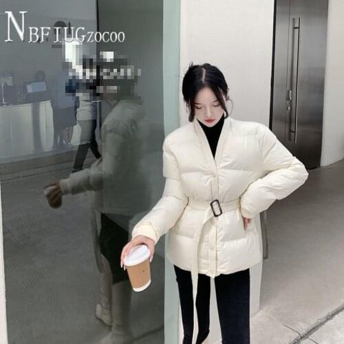 2020 Autumn Winter New Korean Temperament Women Parkas Solid Color Warm Female Coat