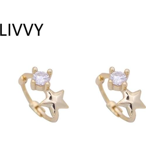 New Fashion Star Rhinestone Jewelry Round Shape Cute Trendy Style Earrings For Women Girls Party Wedding Jewelry Accessories