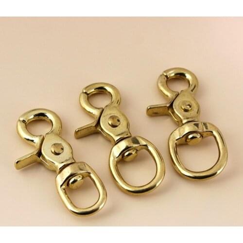 A Pair of Brass Swivel Eye Snap Hook Lobster Claw Trigger Clasp Fob Clip for Leather Craft Bag Strap Belt Pet Rope Keychain