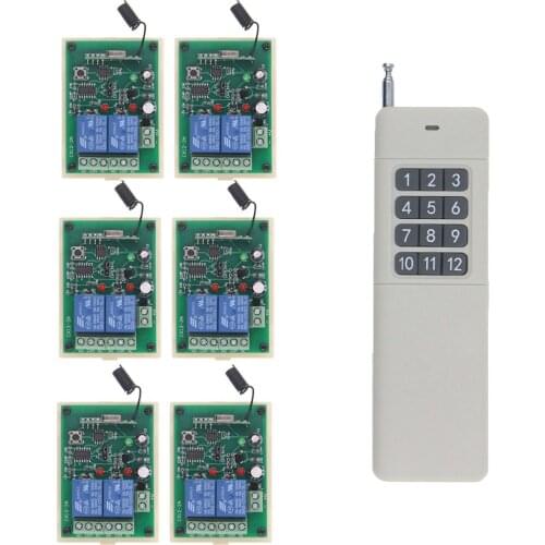 Remote Control Switch DC 12V 24V 2CH Relay RF 2 CH Receiver 3000m Wide Range 12CH Transmitter Learning 315 / 433 MHz
