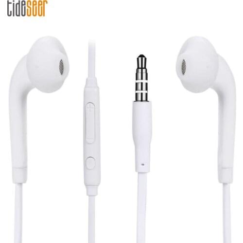 Portable 3.5mm Wired Stereo Music Earphones In-Ear Headset with Microphone for Samsung S6 S7 Edge Huawei Mobile Phone 100pcs