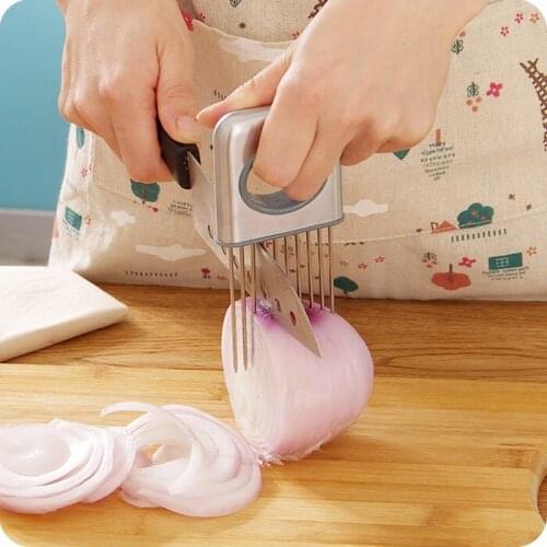 Easy Onion Holder Slicer Vegetable tools Tomato Cutter Stainless Steel Kitchen Gadgets No More Stinky Hands