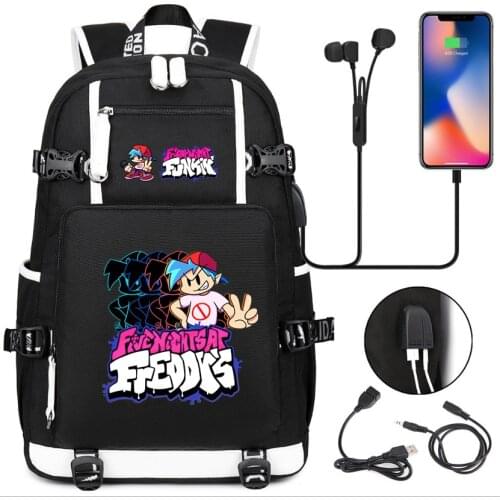 Friday Night Funkin FNF Canvas Backpack Travel Bags Durable School Bag USB Charging Shoulder Bag Teenagers Laptop Rucksacks