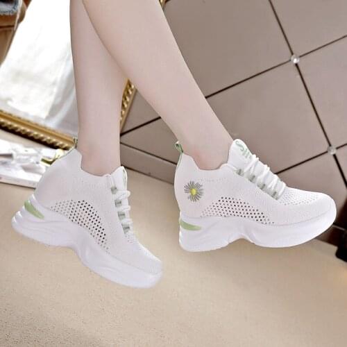 Hot Sale Vulcanize Sneakers Vintage High Heels Wedge Platform Zapatos Mujer Women Casual Girl Walking Trainers Shoes Size 35-40