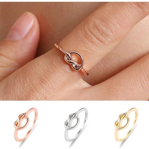 2019 New Korean Cute Twisted Knot Heart Rings For Girl Minimalist Slim Love Rings For Women bague Jewelry