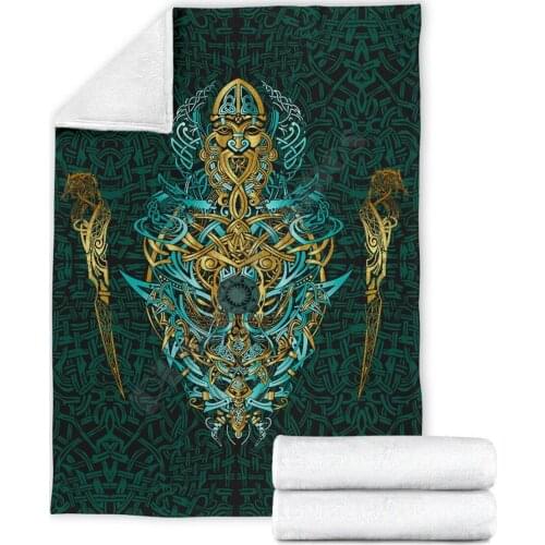 Viking Tattoo 3D printed Sherpa Blanket on Bed Home Textiles Dreamlike HOME ACCESSORIES Drop shipping