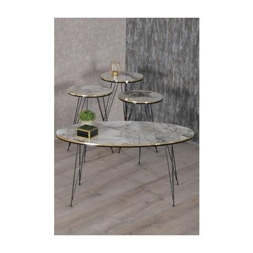 Modern Zigon coffee table And coffee table in the Middle Ellipse Set Black Wire Foot Double Gold coffee tables table basse furniture living room table