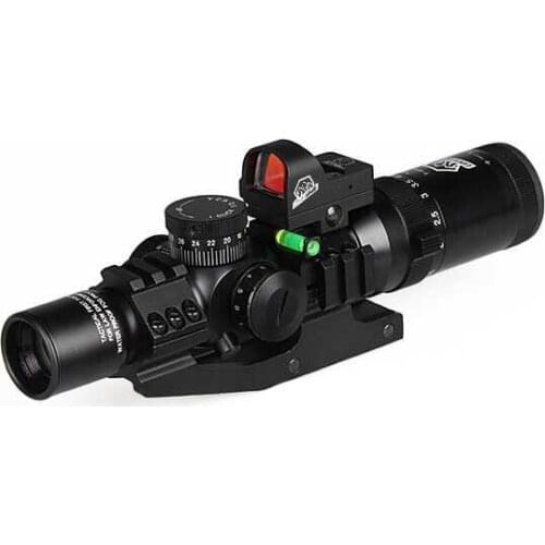 Canis Latrans Tactical Scope 1-4x24 IRF Rifle Scope + Red Dot Sight + Riflescope Bubble Level + 30MM Double Scope Mount GZ1-0292