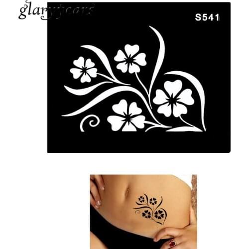 1 Piece Small Indian Henna Tattoo Stencil Waterproof Petals Flower Pattern Design Women Body Art Paint Henna Tattoo Stencil S541
